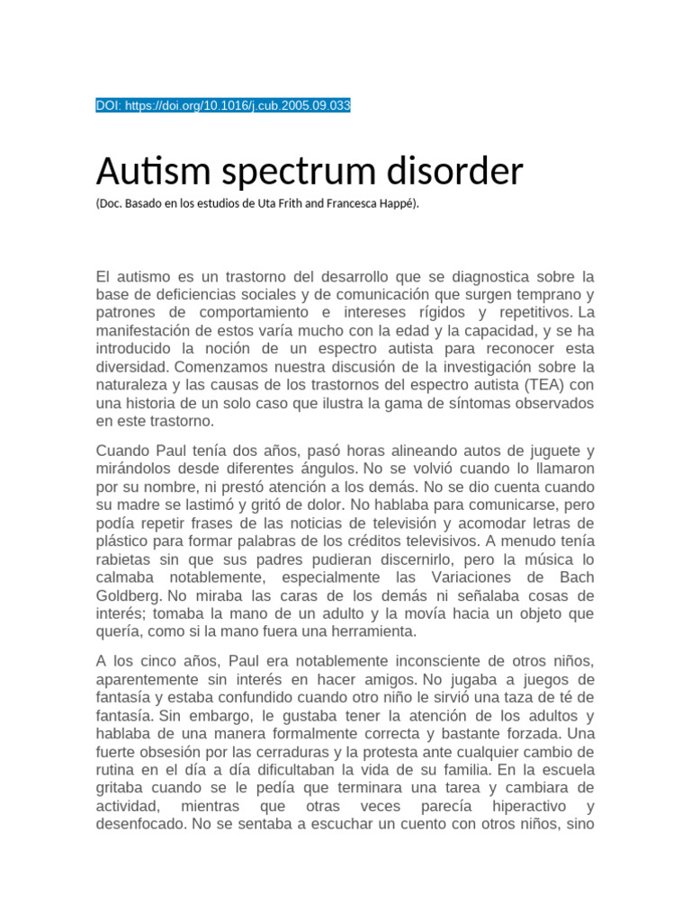 Entendiendo el Trastorno del Espectro Autista | PDF | Autismo ...