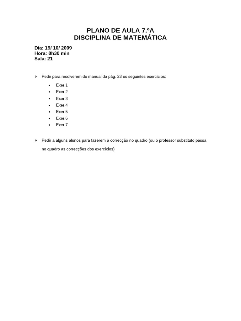 Plano de Aula de Matemática e Estatística | PDF