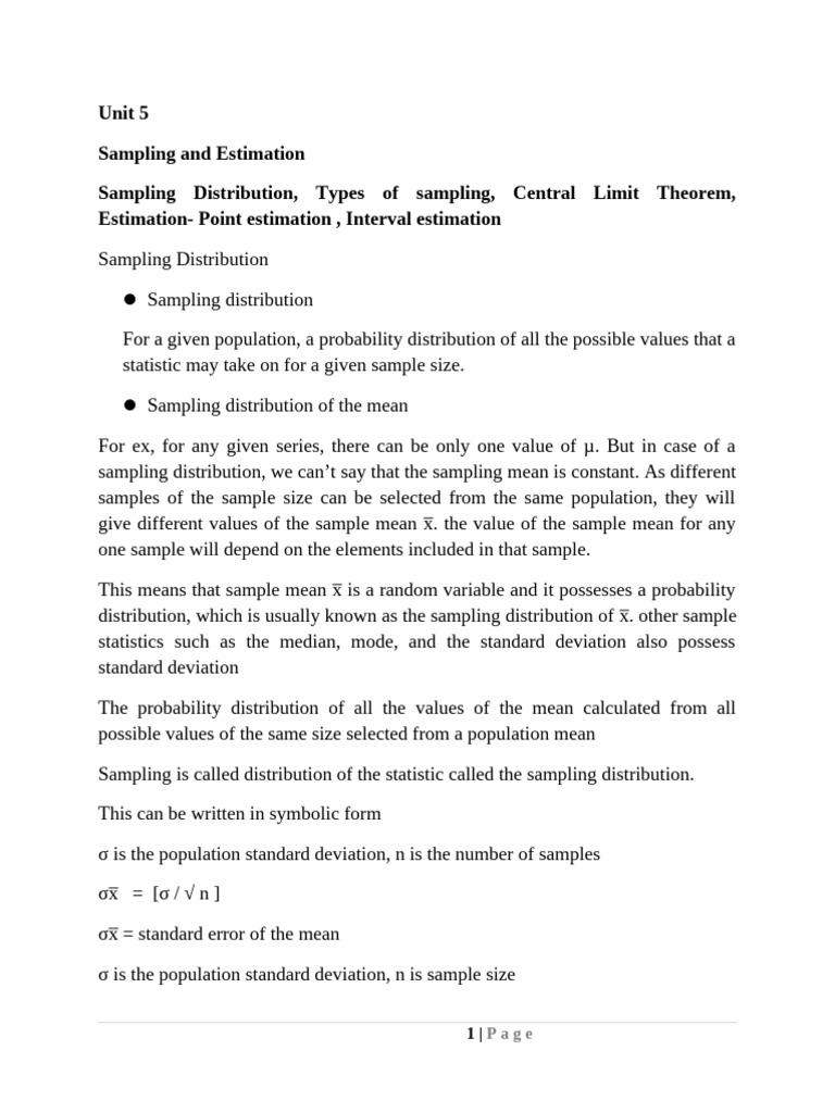 Aj4ua - Unit 5 (Sampling Distribution) | PDF | Standard Error ...