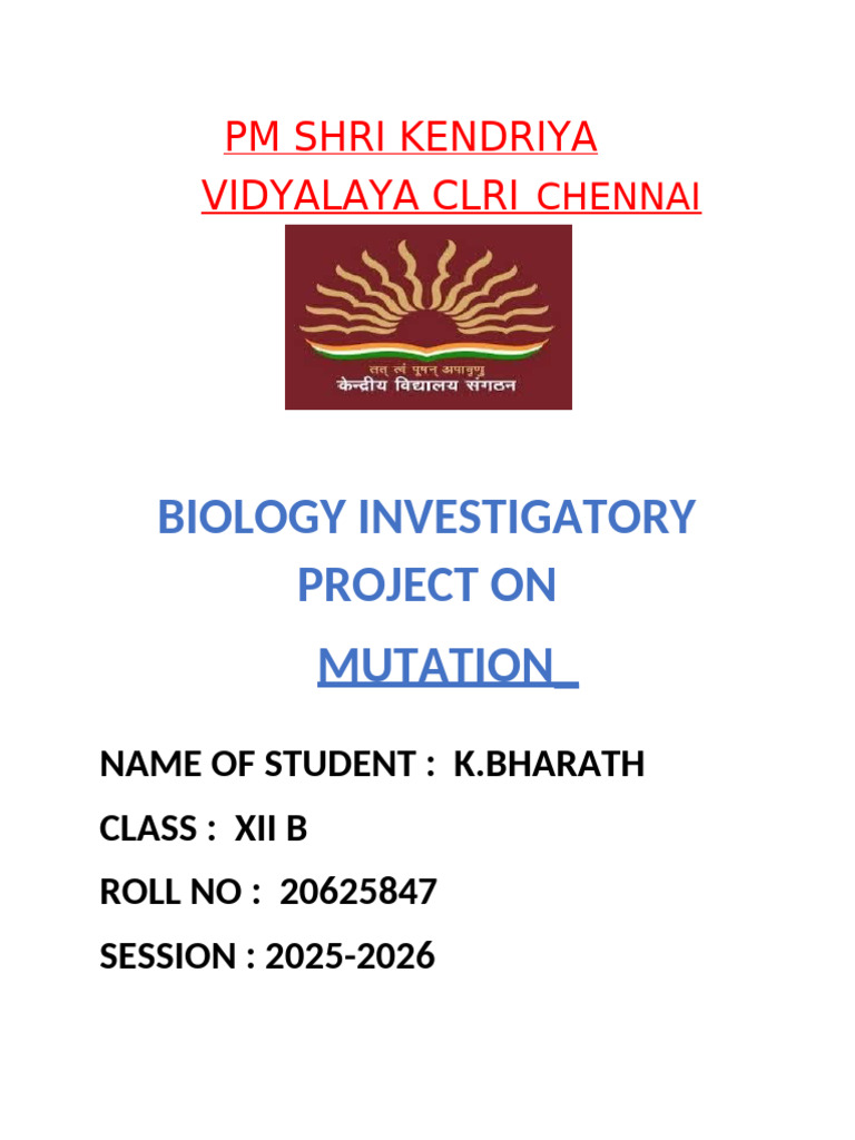 Biology Project on Mutation Analysis | PDF | Mutation | Point Mutation
