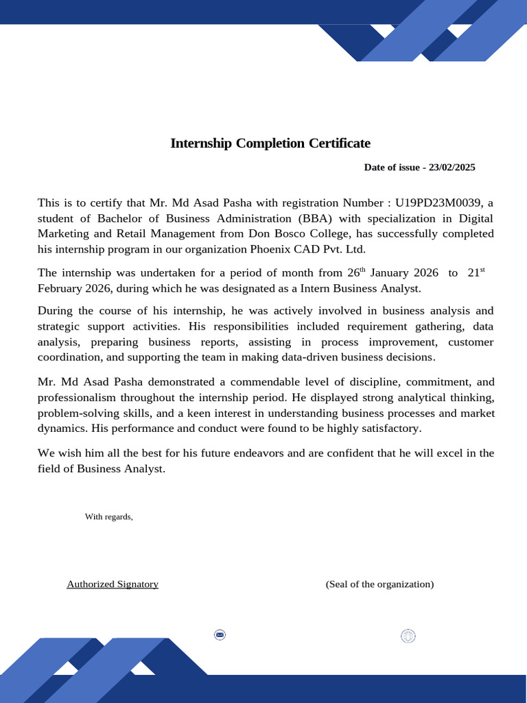 Internship Certificate BA | PDF | Business