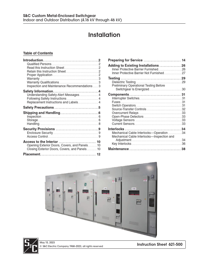 S&C Custom Metal-Enclosed Switchgear Guide | PDF | Fuse (Electrical) | Door
