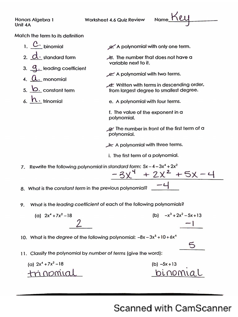 KEY WS 4.6 Quiz Review | PDF