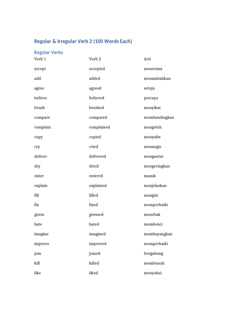 Verb2_Tambahan_100 | PDF