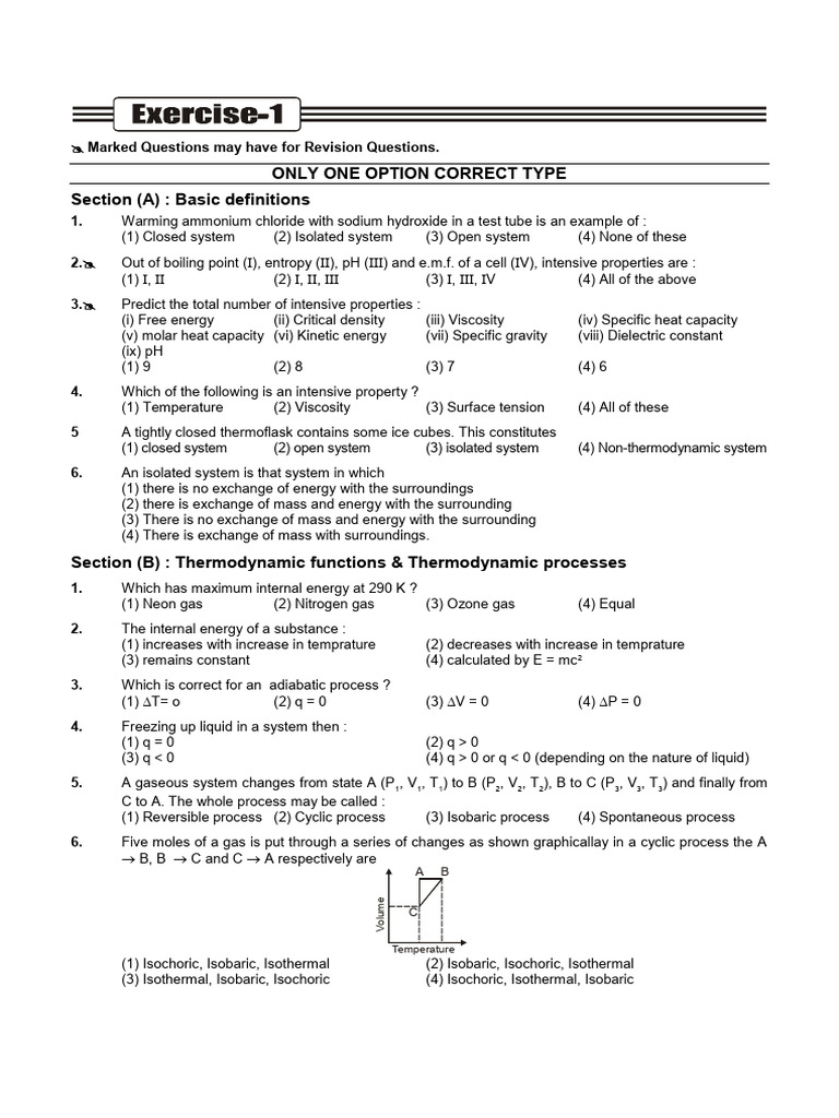 Thermodynamics Revision Questions Guide | PDF | Entropy | Gibbs Free Energy