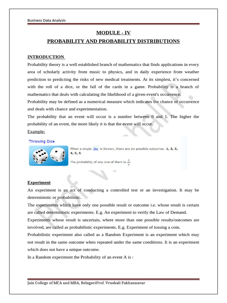 Probability and Distributions Overview | PDF | Probability Distribution ...