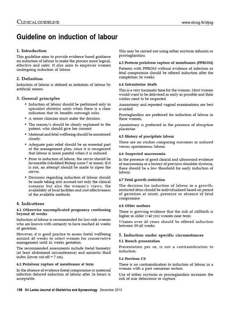 Induction of Labour Guidelines | PDF | Childbirth | Obstetrics