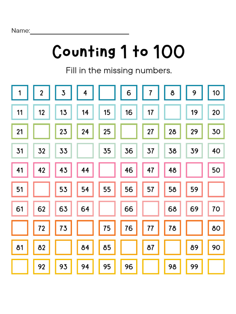 Counting 1 to 100 Worksheet | PDF