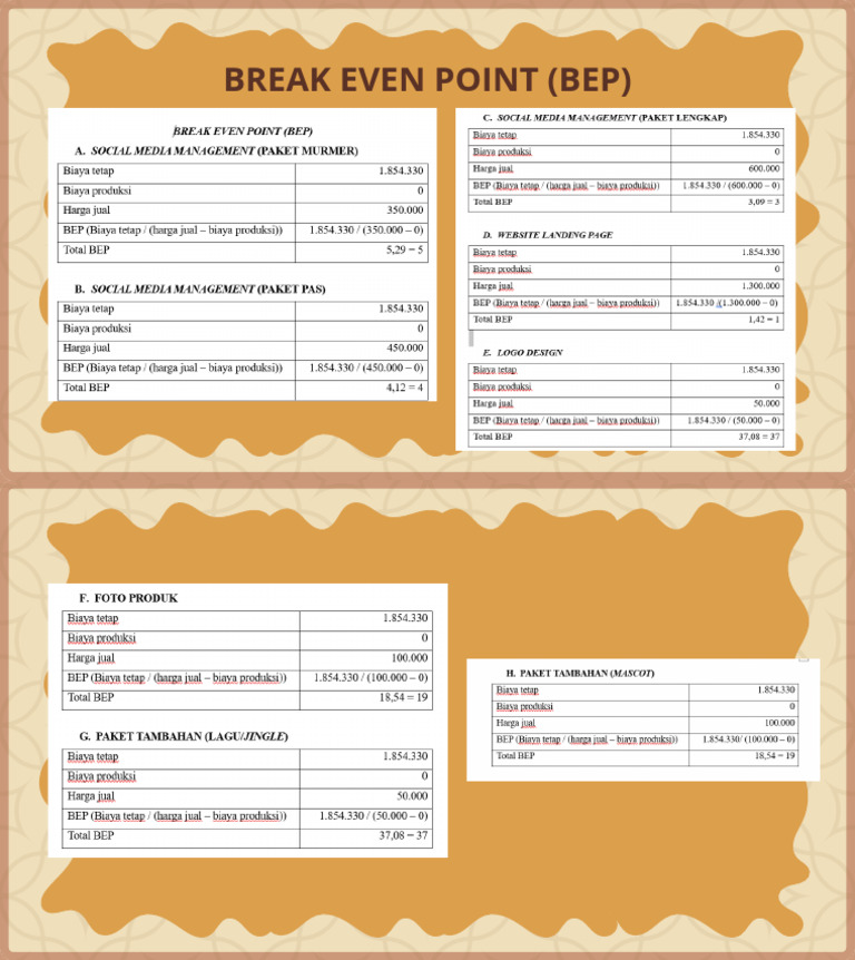 Break Even Point (Bep) | PDF