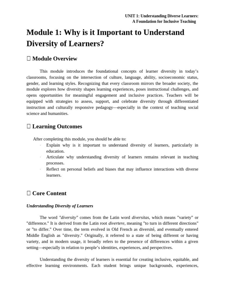 Understanding Diverse Learners in Education | PDF | Learning ...