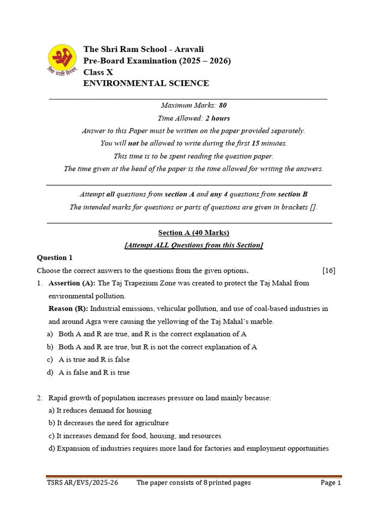 Class X Environmental Science Pre-Board Exam | PDF | Climate Change | Waste