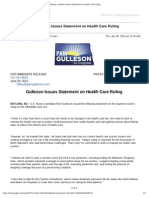 Gmail - Press Release - Gulleson Issues Statement On Health Care Ruling