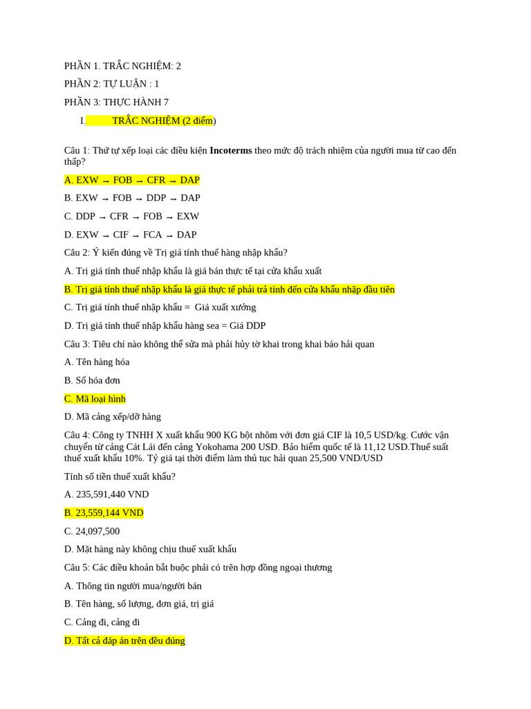 PHẦN TN +TL | PDF