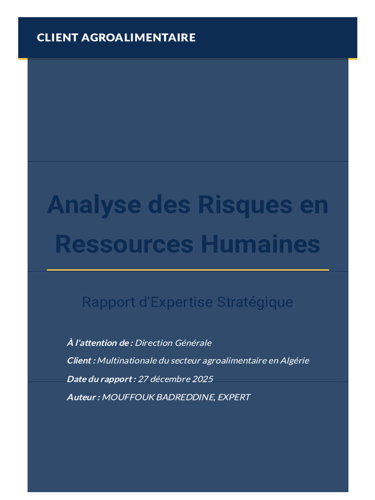 Analyse des Risques RH Agroalimentaire | PDF | Risque | Gestion des ...