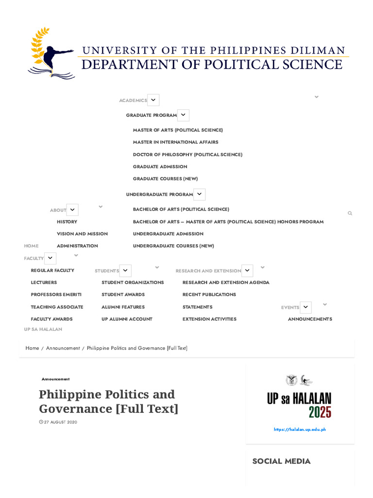 Philippine Politics and Governance Free Download | PDF | Postgraduate ...
