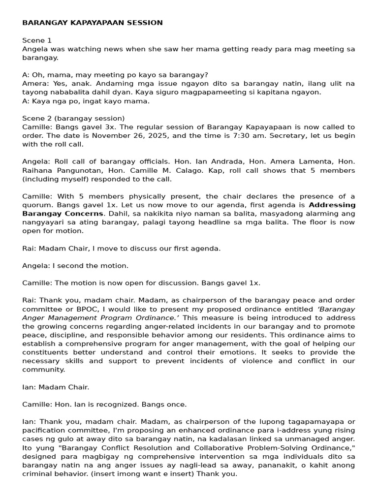 Barangay Kapayapaan Conflict Resolution Ordinance | PDF | Mediation ...