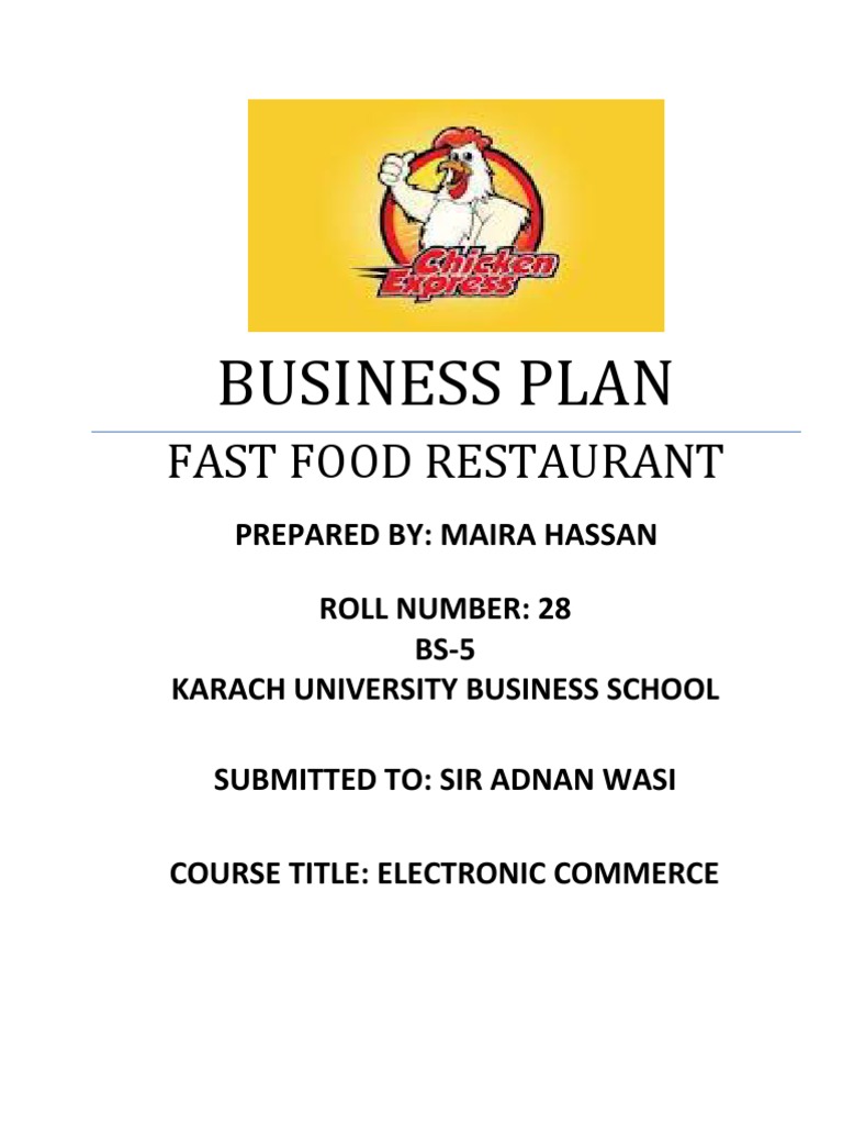 fast food restaurant business plan in pakistan