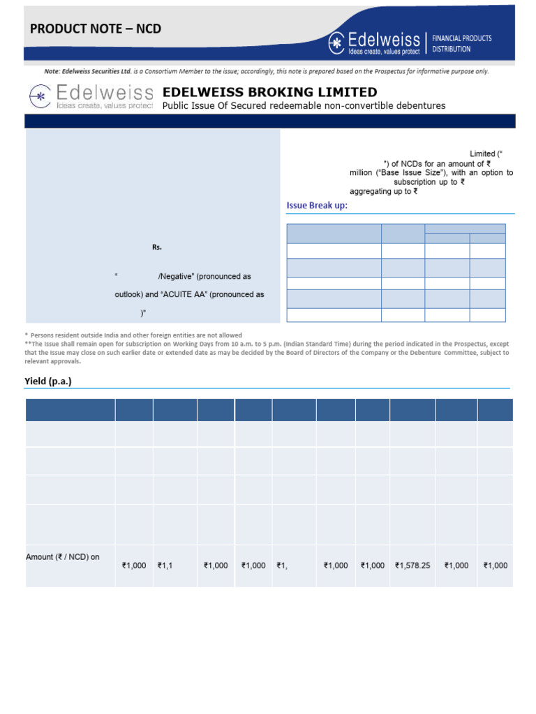 Product Note-EBL NCD July 22 | PDF | Securities (Finance) | United Arab ...