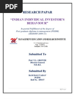 "Indian Individual Investor'S Behaviour": Research Papar