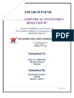 "Indian Individual Investor'S Behaviour": Research Papar