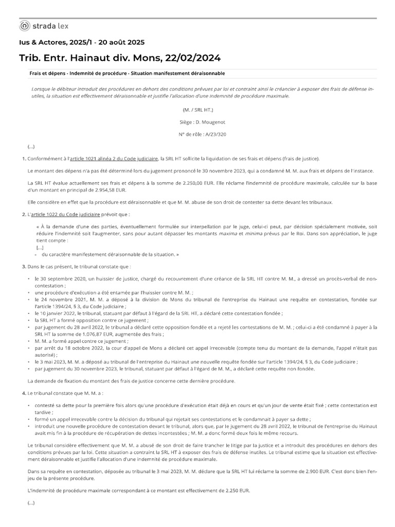 Frais Et Depens Indemnite de Procedure | PDF