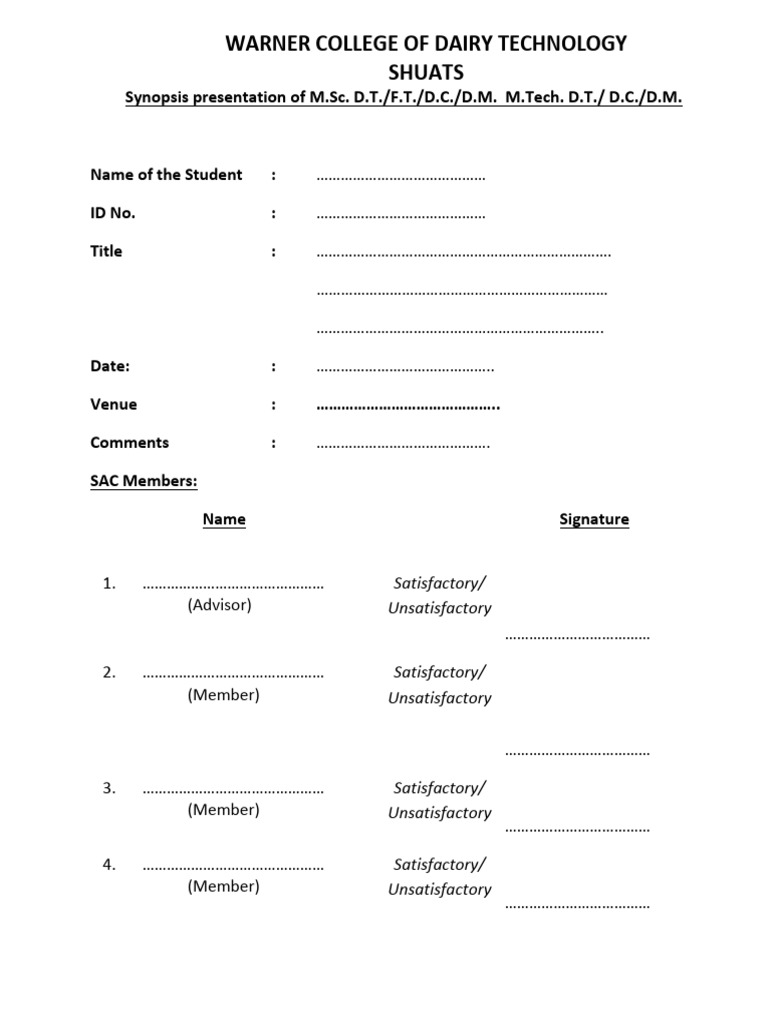 SAC and Synopsis Form | PDF