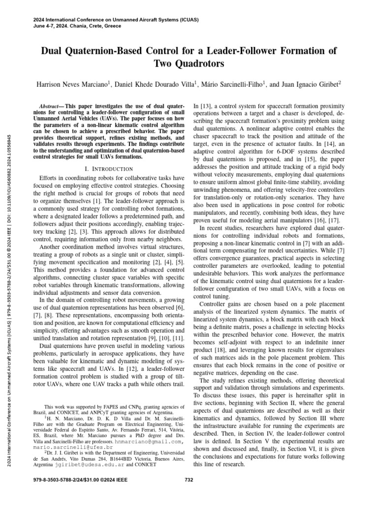 Dual Quaternion-Based Control for a Leader-Follower Formation of Two ...