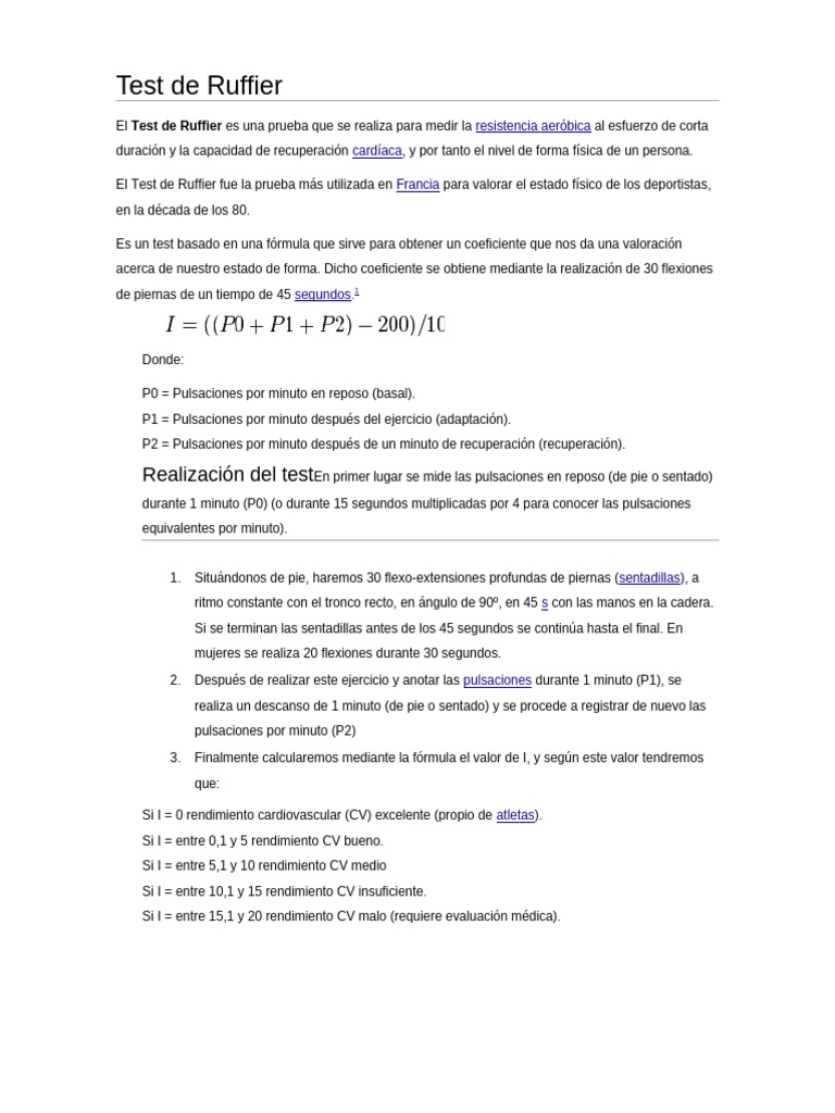 Test de Ruffier | PDF | Aptitud física