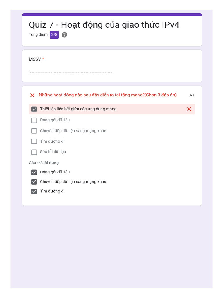 Quiz 7 - Ho T Đ NG C A Giao TH C IPv4 | PDF