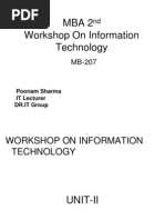 Mba 2 Workshop On Information Technology: Poonam Sharma IT Lecturer DR - IT Group