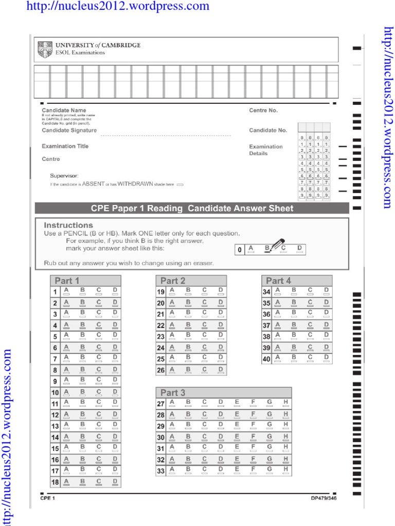 ielts answer listening reading sheet Answer Sheets CPE