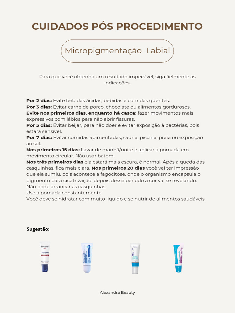 Cuidados Pós-Micropigmentação Labial | PDF