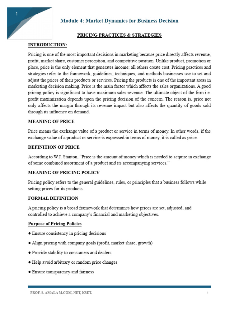MDBD - unit 4 | PDF | Price Discrimination | Pricing