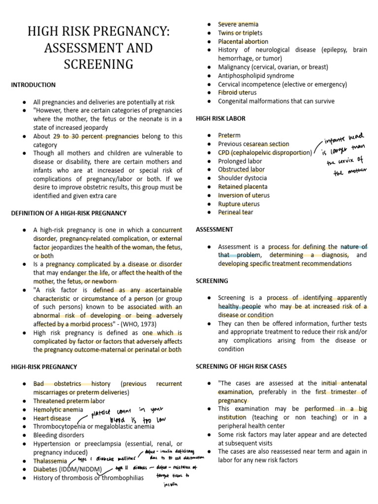 High-Risk Pregnancy Assessment Guide | PDF | Pregnancy | Gestational ...
