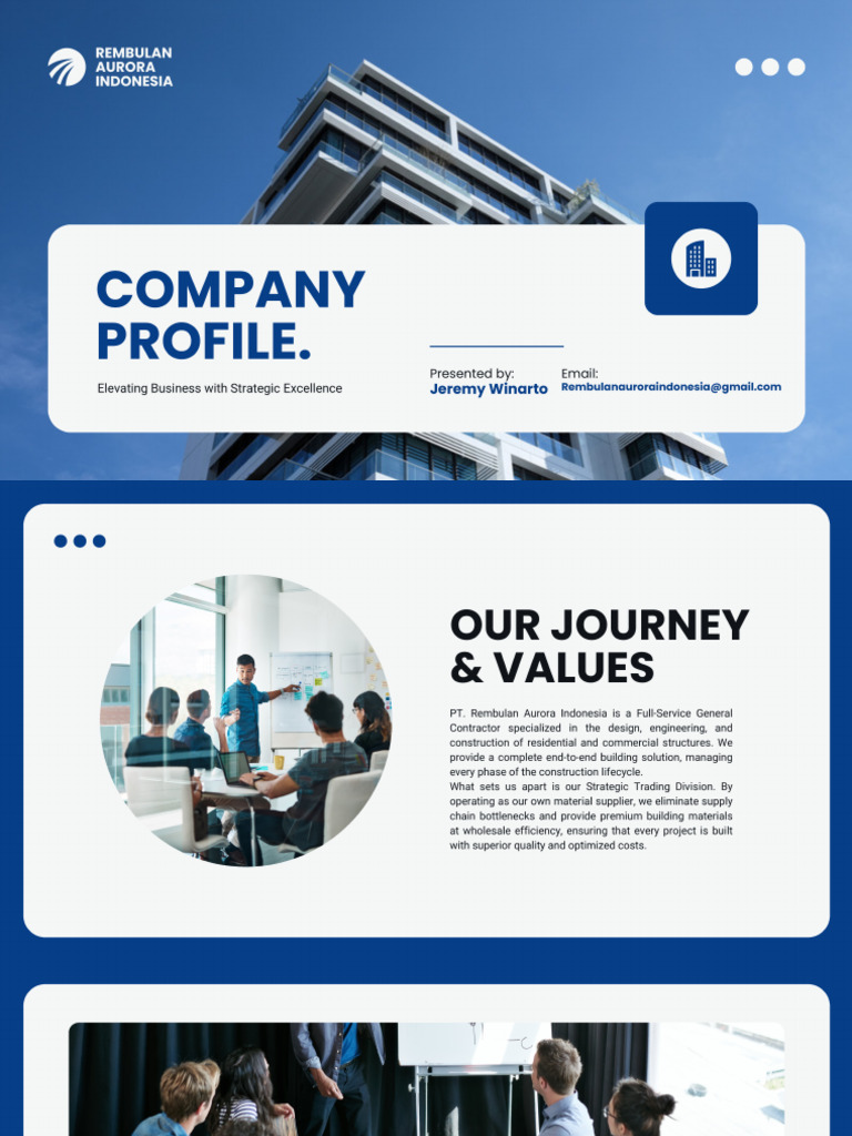 Blue and White Modern Clean Minimalist Corporate Company Profile ...