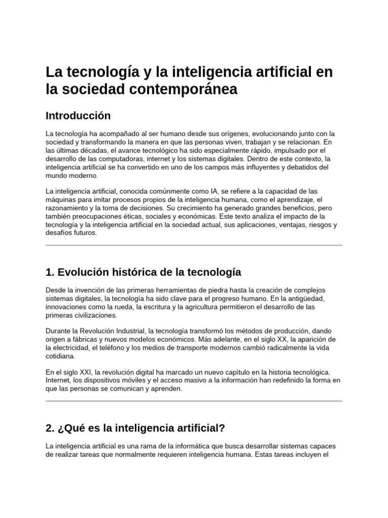 Impacto de la IA en la sociedad actual | PDF | Inteligencia artificial ...