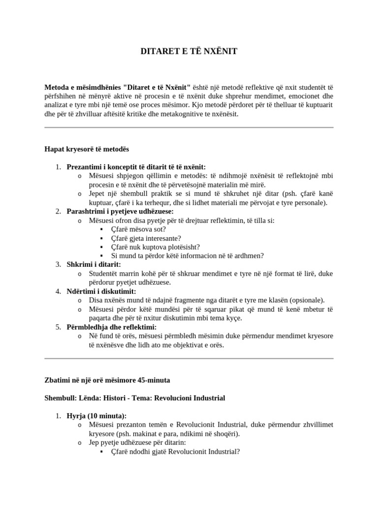 Ditaret e te nxenit | PDF