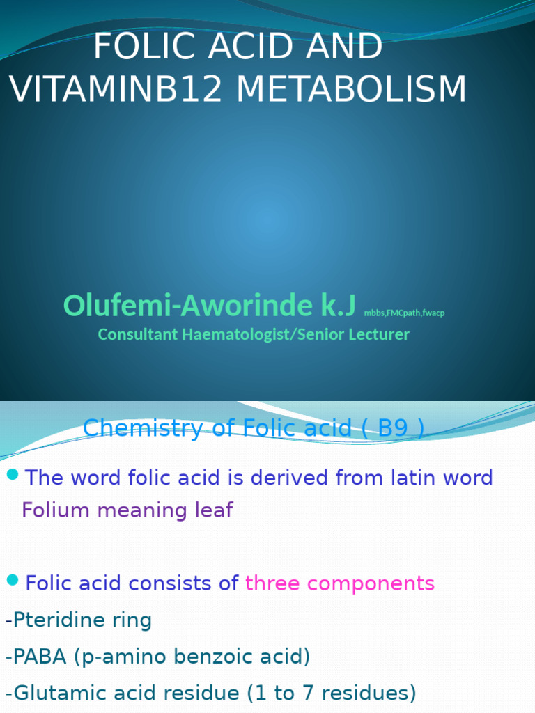 4. Folate and B12 Metabolism | PDF | Vitamin B12 | Organic Compounds