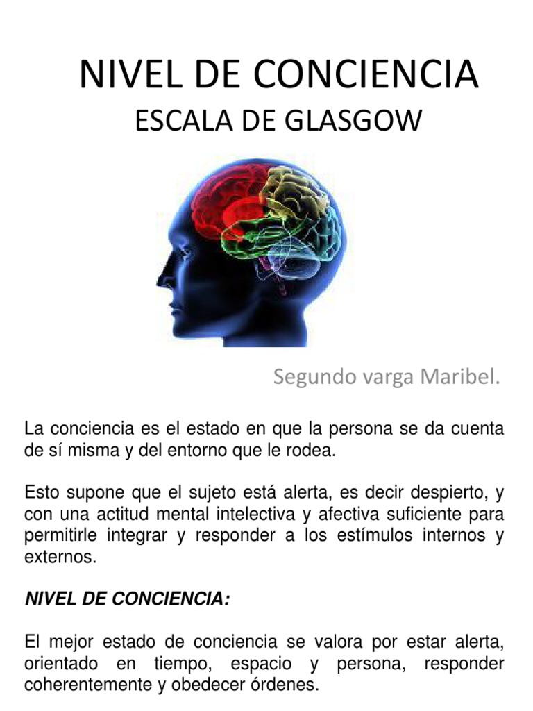 Nivel de Conciencia Glasgow | PDF | Lesión cerebral traumática | Coma