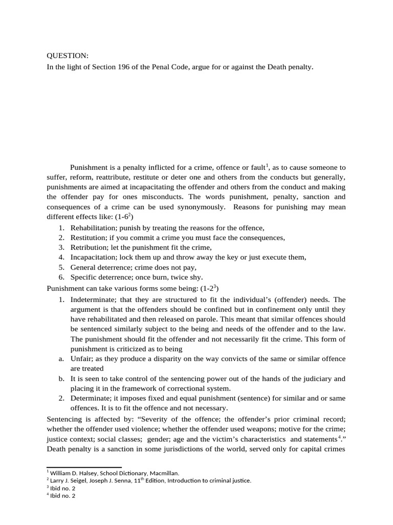 Arguments For and Against Death Penalty | PDF | Punishments | Crimes