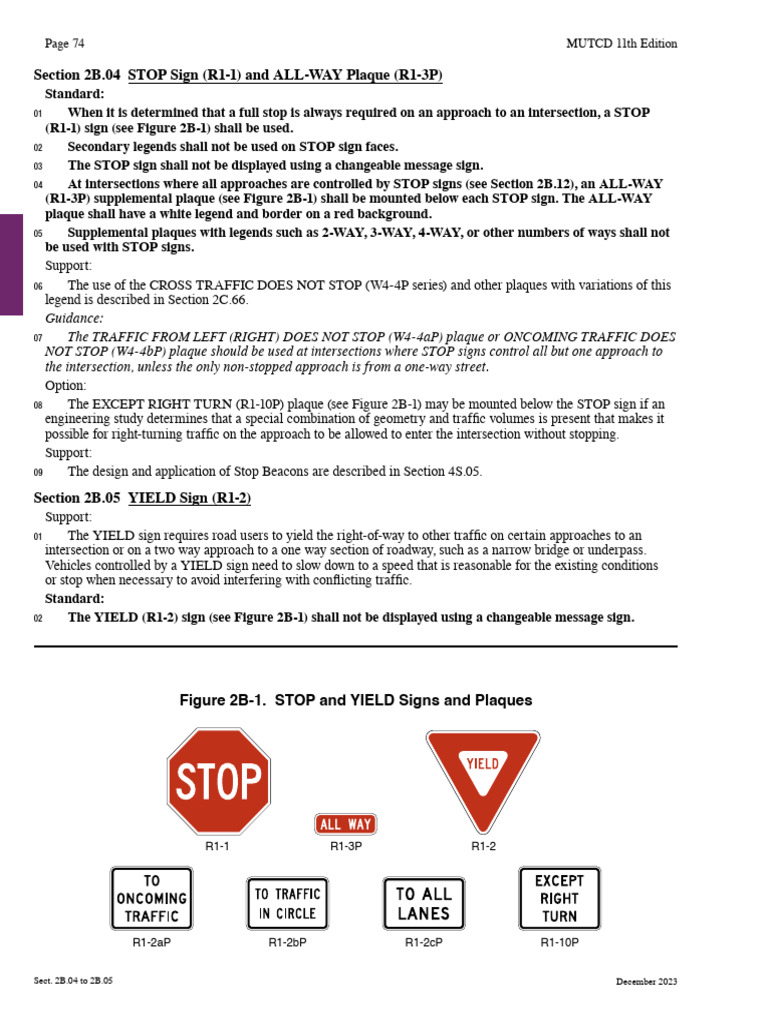 MUTCD 11th Edition: Stop & Yield Sign Standards | PDF | Letter Case ...