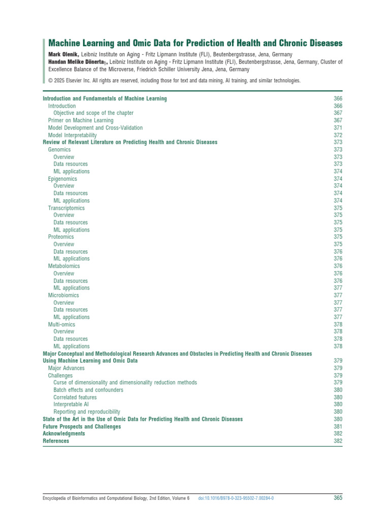 ML and Omic Data for Health Predictions | PDF | Machine Learning | Dna ...