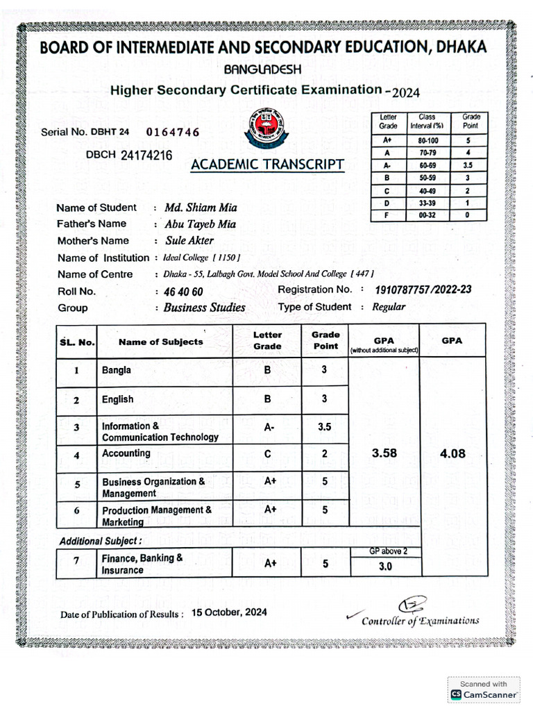 HSC Transcript | PDF