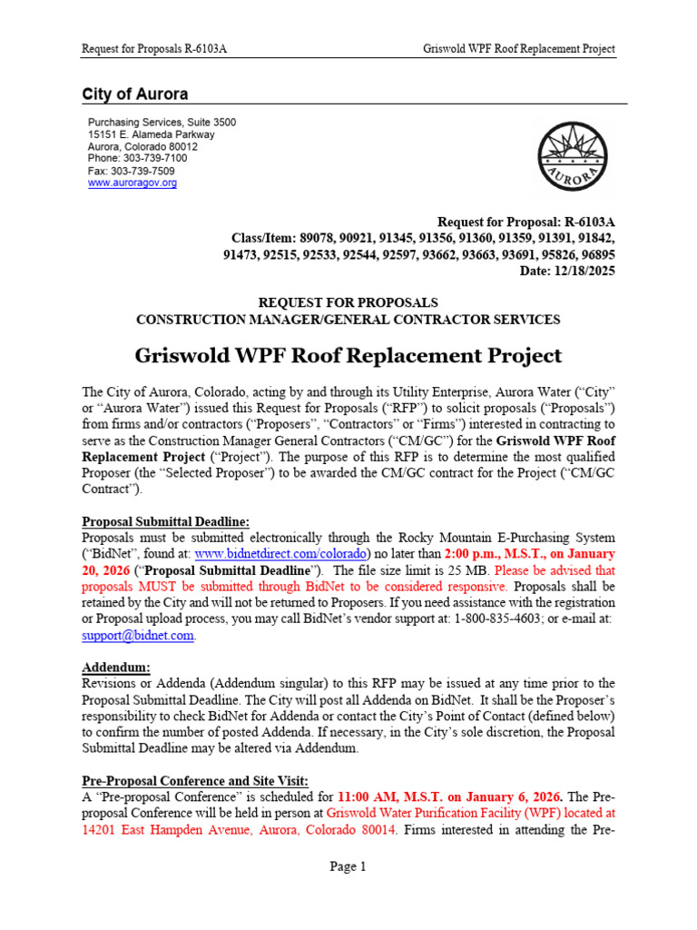 Griswold WPF Roof Replacement RFP | PDF | General Contractor ...