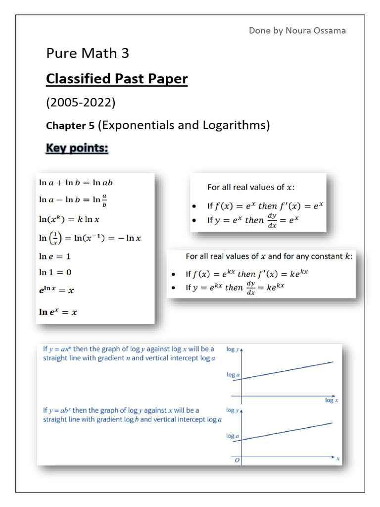 Pure Math 3 Past Papers: Exponentials | PDF | Mathematics