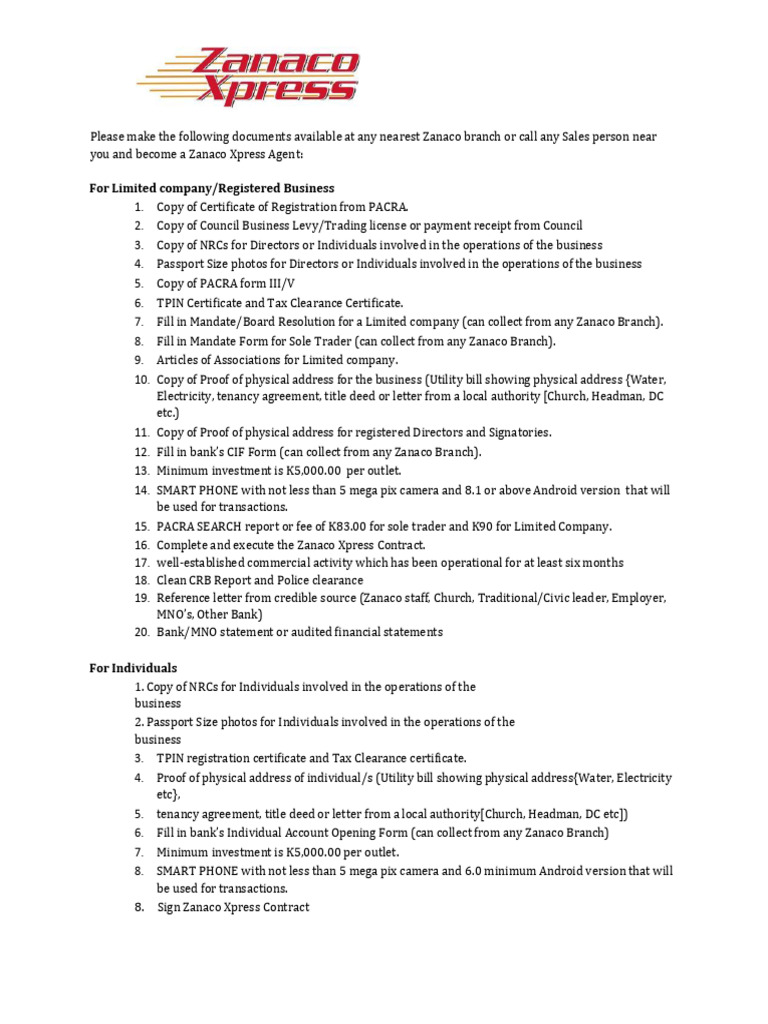 Agency Banking Requirements Approved 2023, | PDF