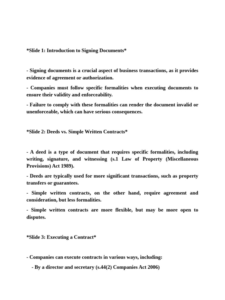 Presentation | PDF | Deed | Signature