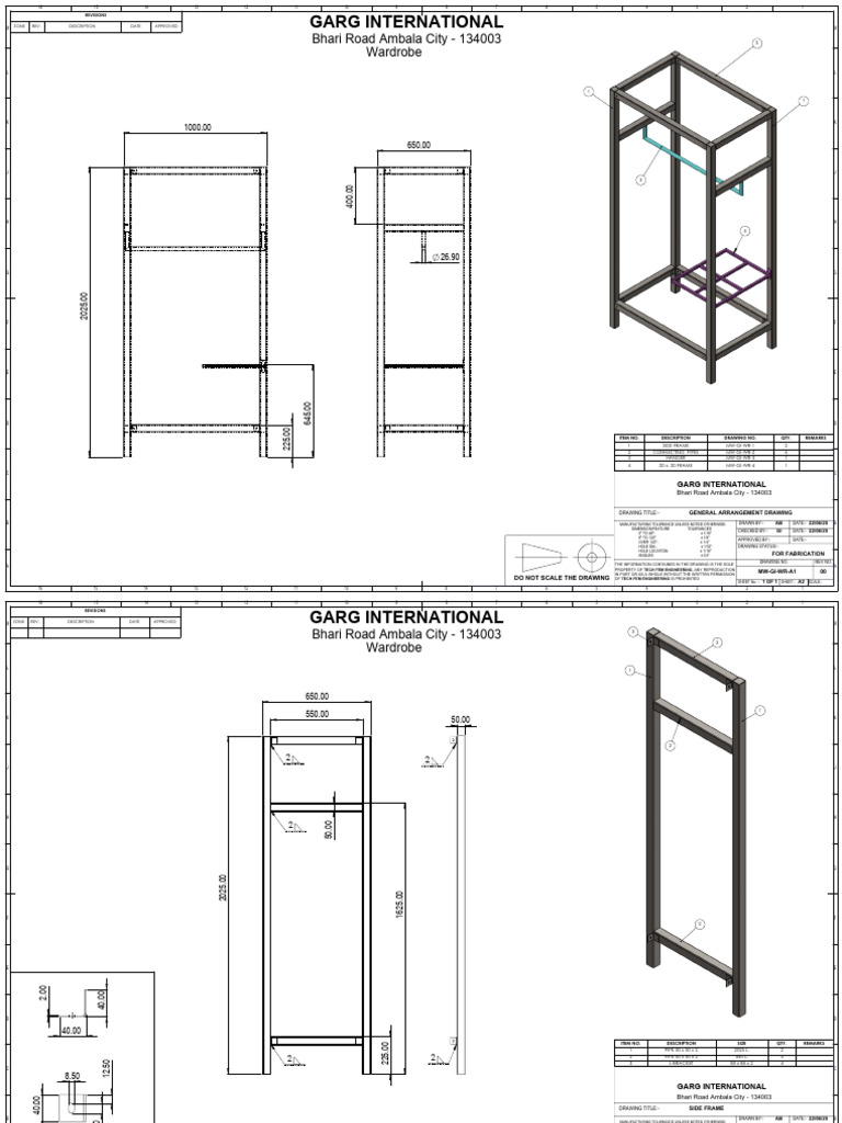Wardrobe Fabrication Drawings | PDF | Mechanical Engineering