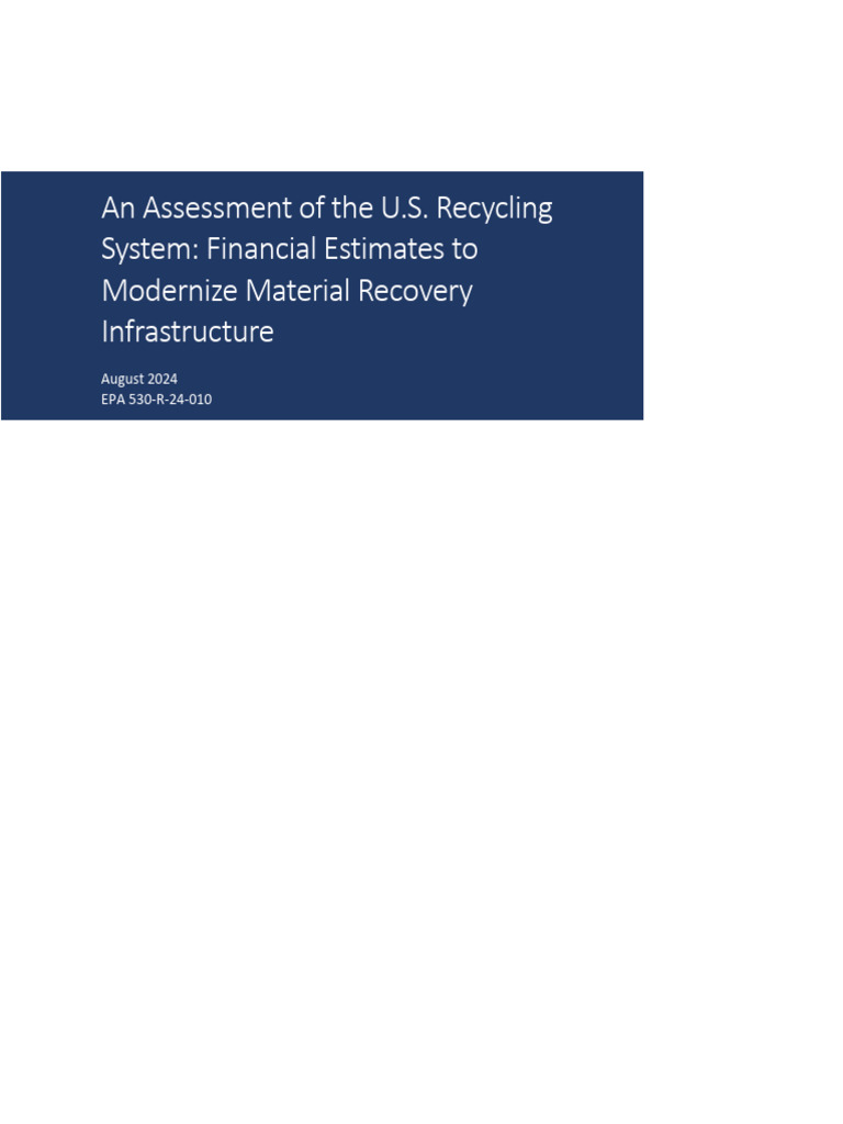 Financial Assessment of US Recycling System Infrastructure | PDF ...