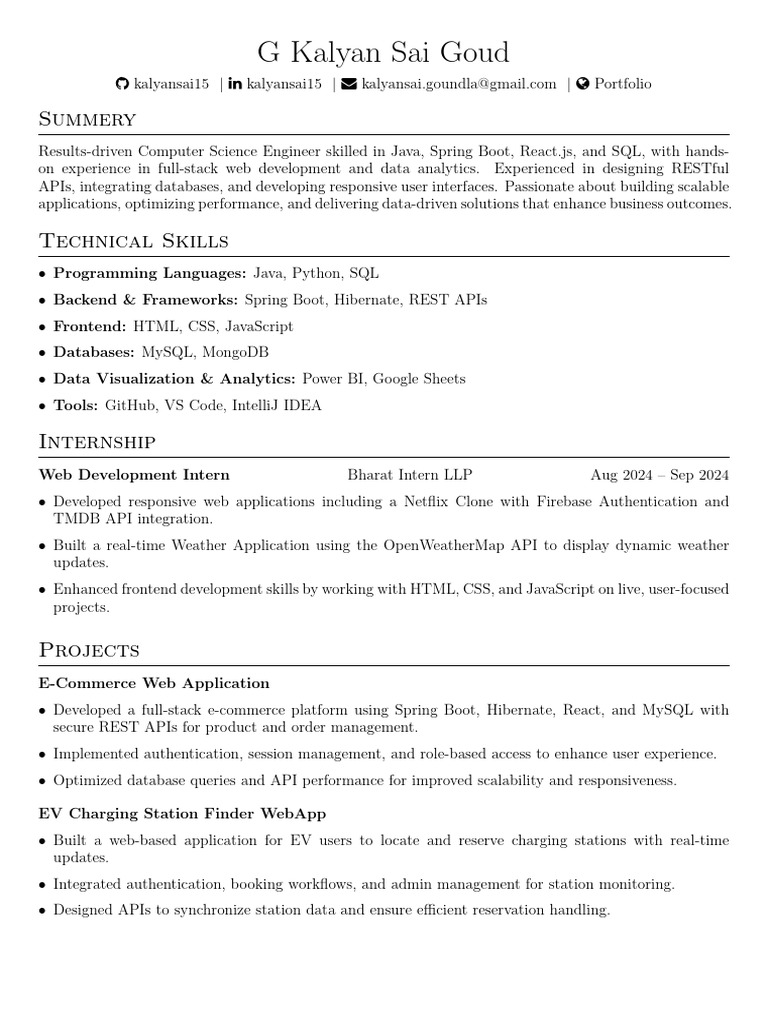 Full-Stack Developer Portfolio Summary | PDF | Web Development | Databases